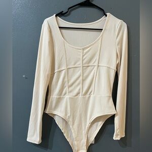 Cream Long Sleeve Bodysuit